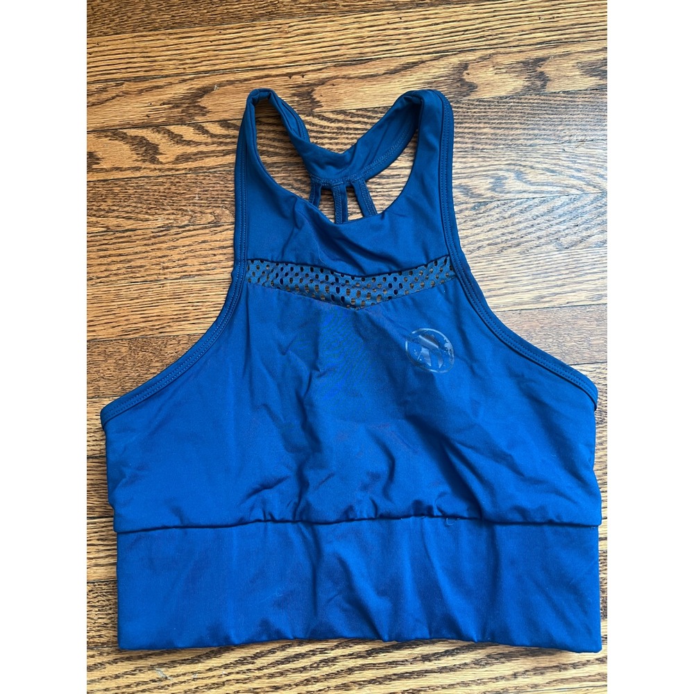 Craft Spartan‎ Race High Neck Sports Bra Teal Blue Strappy Mesh Women S